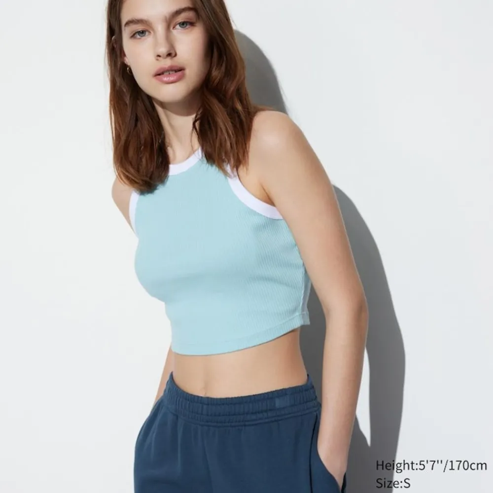 Bh-Tops, Tanktops & Trägertops*UNIQLO Geripptes Cropped Tanktop