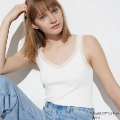 T-Shirts & Oberteile*UNIQLO Geripptes Tanktop Mit Spitze