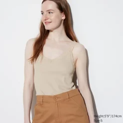T-Shirts & Oberteile*UNIQLO Geripptes Tanktop Mit Spitze