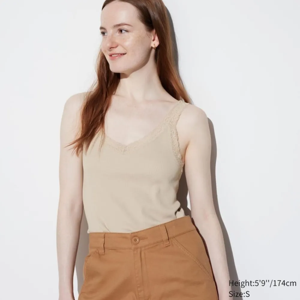 T-Shirts & Oberteile*UNIQLO Geripptes Tanktop Mit Spitze