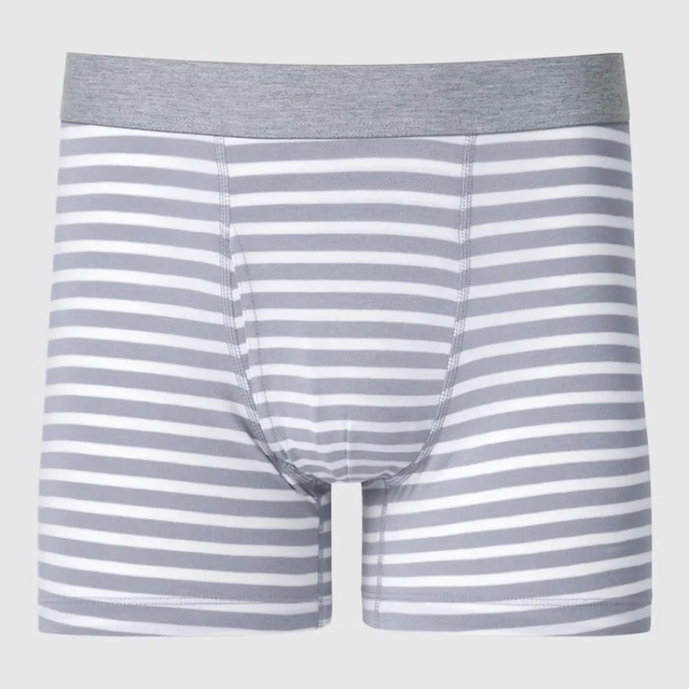 Unterwäsche*UNIQLO Gestreifte Baumwolle Unterhose Grau