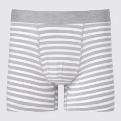 Unterwäsche*UNIQLO Gestreifte Baumwolle Unterhose Grau