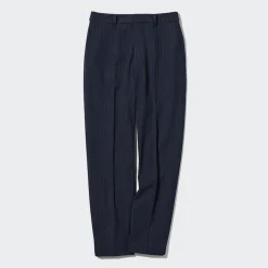 Hosen, Leggings & Jogginghosen*UNIQLO Gestreifte Geburstete Smart Stoffhose In 7/8-Lange Dunkelblau