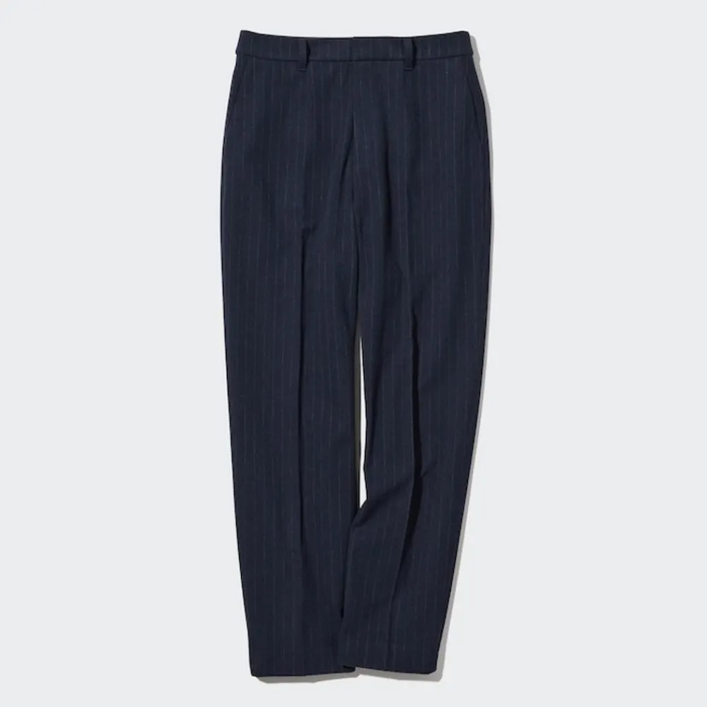 Hosen, Leggings & Jogginghosen*UNIQLO Gestreifte Geburstete Smart Stoffhose In 7/8-Lange Dunkelblau