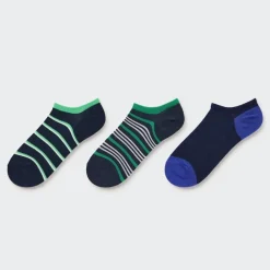 Socken, Strumpfhosen & Leggings*UNIQLO Gestreifte Kurzsocken (3 Paar) Dunkelblau