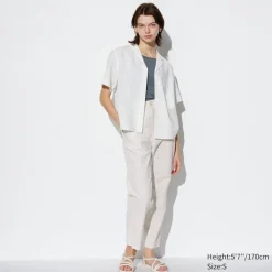 Hosen, Leggings & Jogginghosen*UNIQLO Gestreifte Leinen Baumwolle Hose (Tapered Fit)