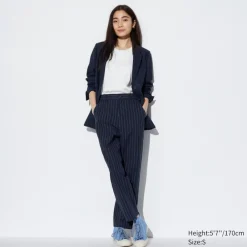 Hosen, Leggings & Jogginghosen*UNIQLO Gestreifte Leinen Baumwolle Hose (Tapered Fit)