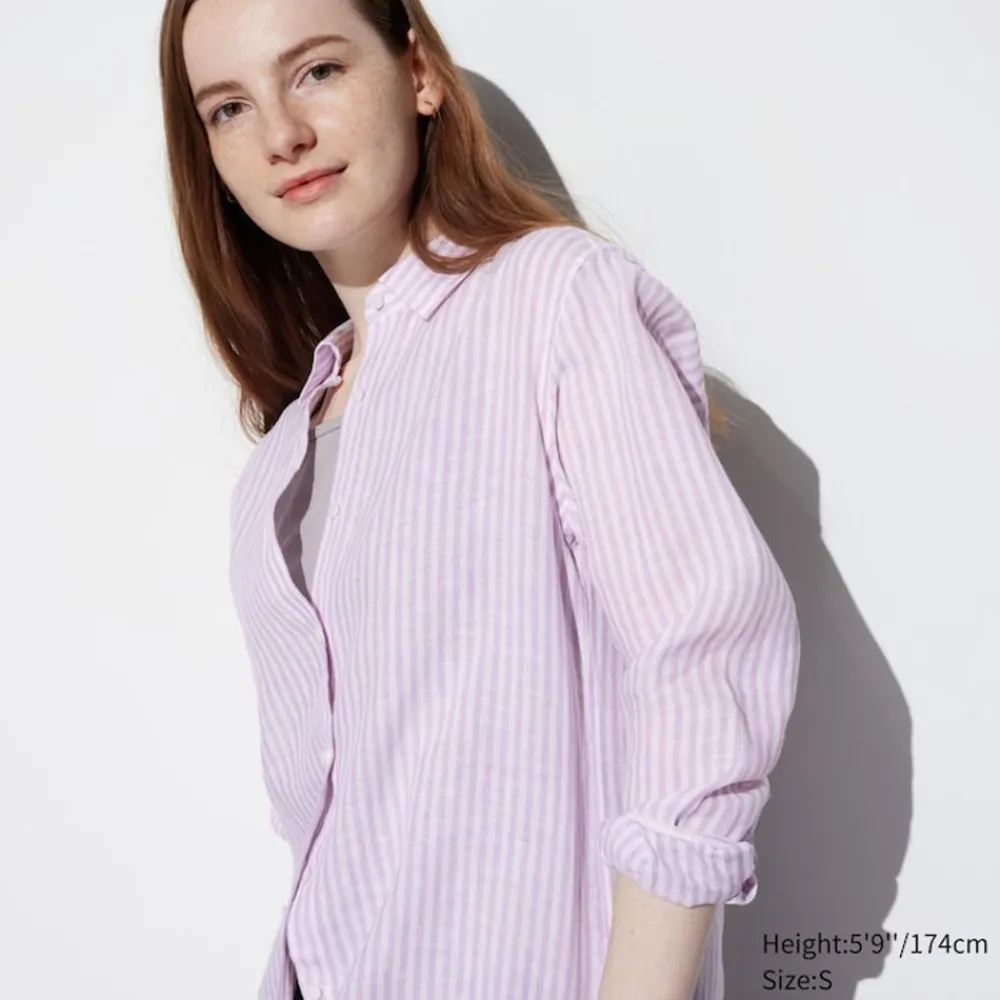 Hemden & Blusen*UNIQLO Gestreifte 100 % Premium Leinen Langarm Bluse