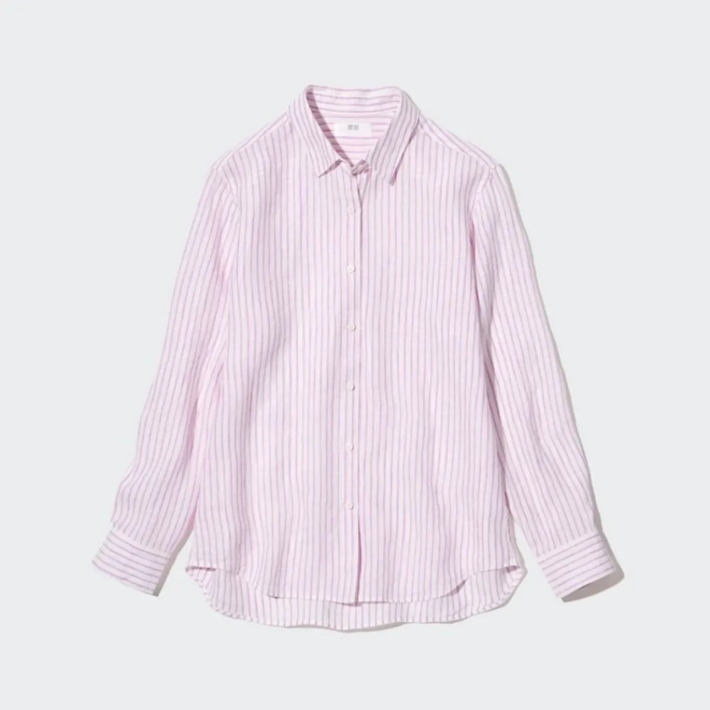 Hemden & Blusen*UNIQLO Gestreifte 100 % Premium Leinen Langarm Bluse