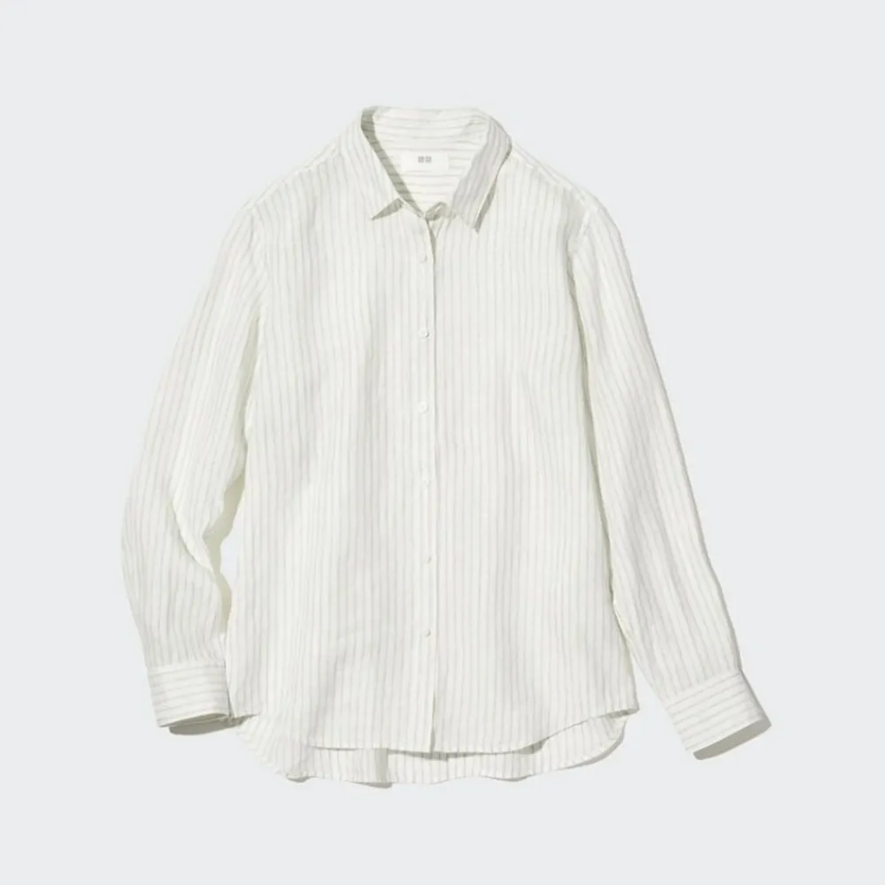 Hemden & Blusen*UNIQLO Gestreifte 100 % Premium Leinen Langarm Bluse