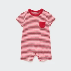 Strampler & Bodys*UNIQLO Gestreifter Gerippter Kurzarm Strampler