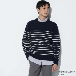 Pullover & Strickjacken*UNIQLO Gestreifter Gerippter Milano Strickpullover (Maschinenwaschbar)