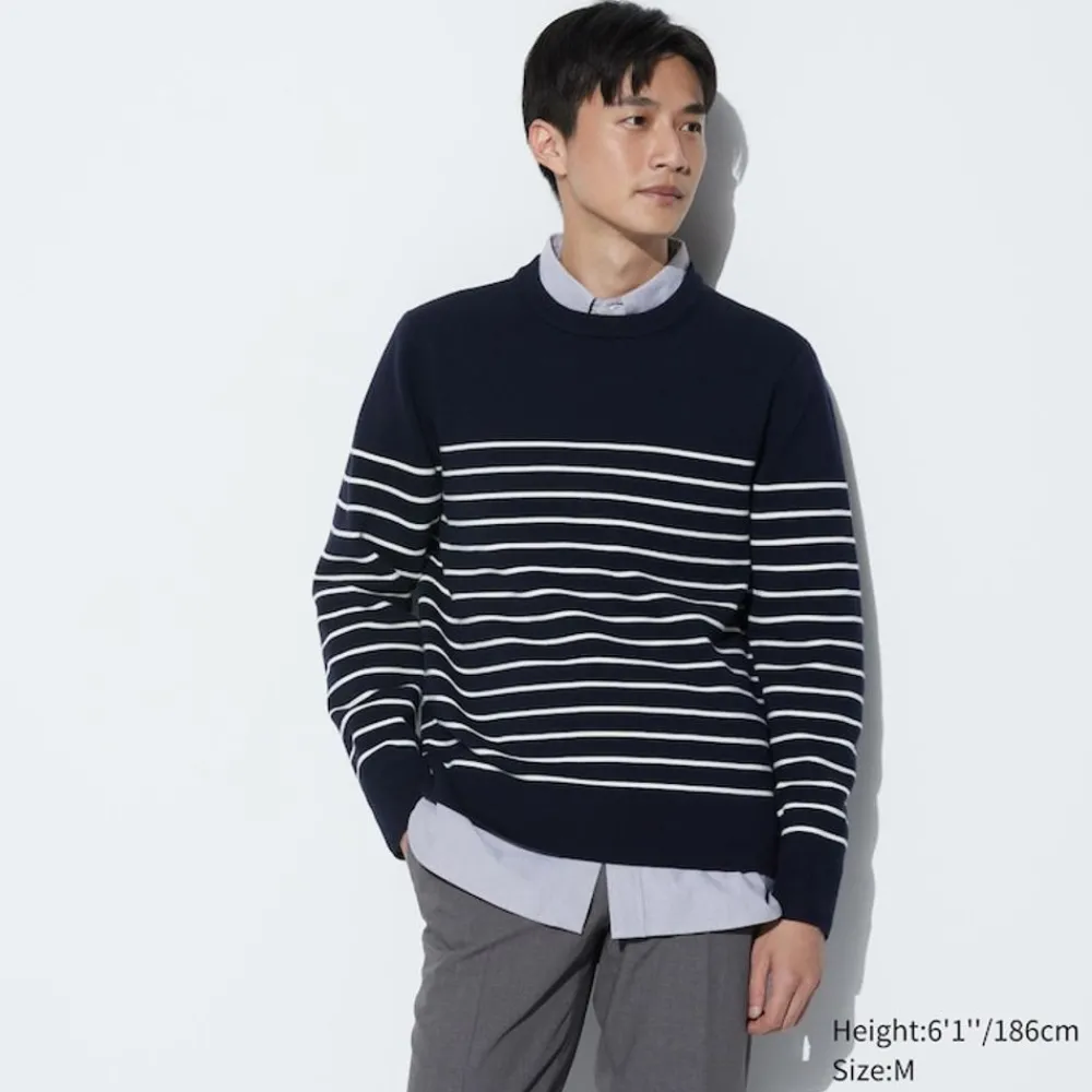 Pullover & Strickjacken*UNIQLO Gestreifter Gerippter Milano Strickpullover (Maschinenwaschbar)