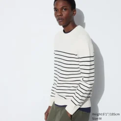 Pullover & Strickjacken*UNIQLO Gestreifter Gerippter Milano Strickpullover (Maschinenwaschbar)
