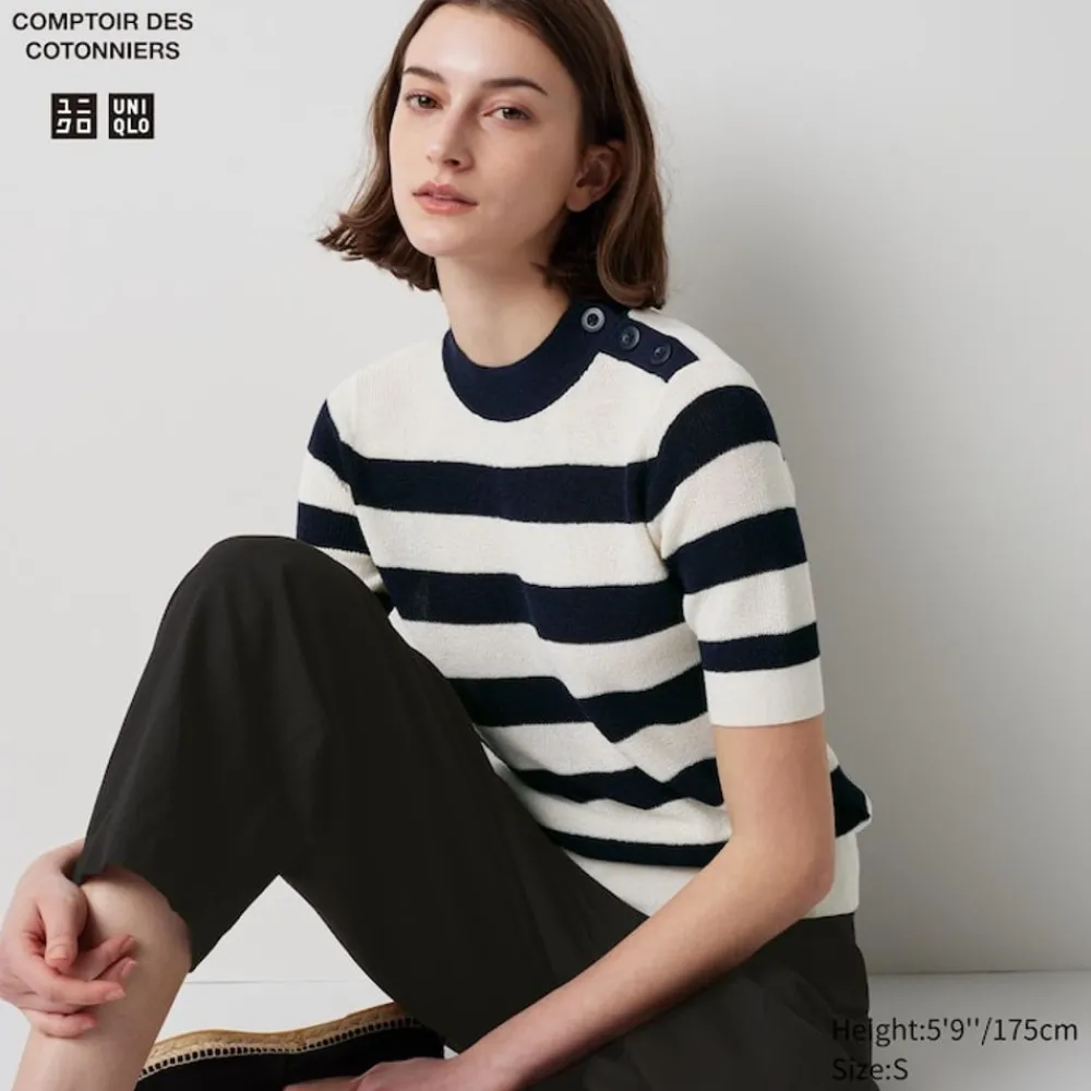 Pullover & Strickjacken*UNIQLO Gestreifter Halbarm Pullover