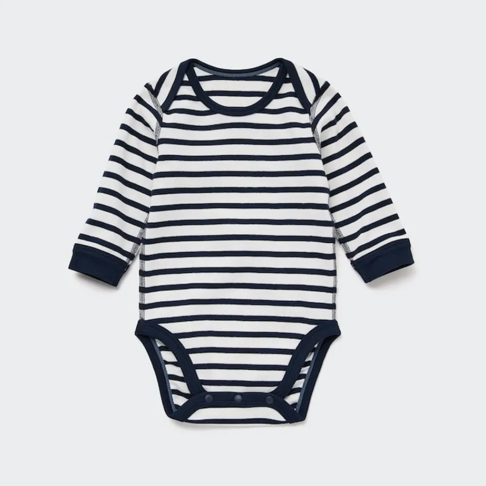 Strampler & Bodys*UNIQLO Gestreifter Langarm Body (6 - 24 Monate) Dunkelblau
