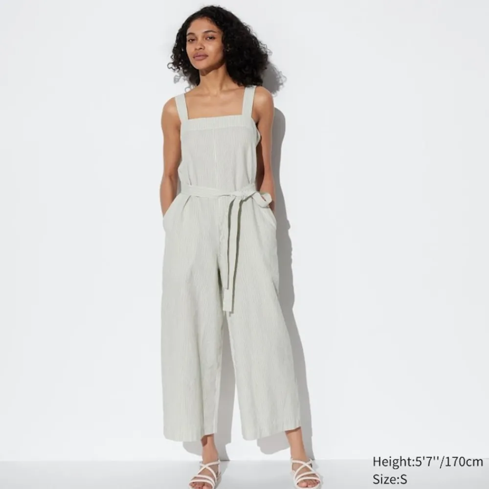 Kleider, Jumpsuits & Overalls*UNIQLO Gestreifter Leinenmix Jumpsuit Grun