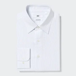 Hemden*UNIQLO Gestreiftes Bugelfreies Langarm Hemd Blau