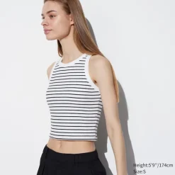 T-Shirts & Oberteile*UNIQLO Gestreiftes Geripptes Cropped Bh-Tanktop