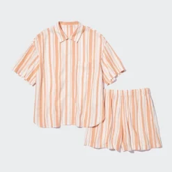 Loungewear & Pyjamas*UNIQLO Gestreiftes Leinenmix Kurzarm Set Mit Shorts