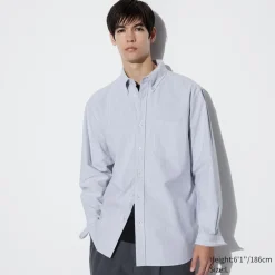 Hemden*UNIQLO Gestreiftes Oxford Langarm Hemd (Slim Fit)