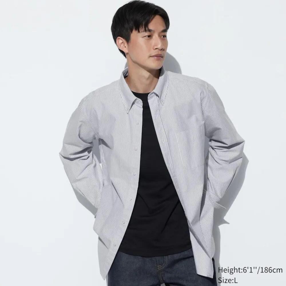 Hemden*UNIQLO Gestreiftes Oxford Langarm Hemd