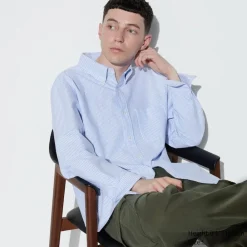 Hemden*UNIQLO Gestreiftes Oxford Langarm Hemd
