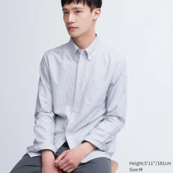 Hemden*UNIQLO Gestreiftes Oxford Langarm Hemd (Slim Fit)