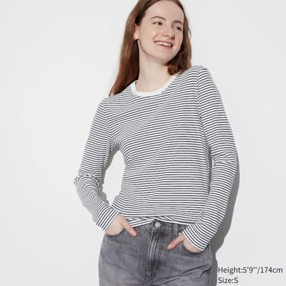 T-Shirts & Oberteile*UNIQLO Gestreiftes Sanftes Geripptes Langarmshirt
