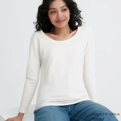 T-Shirts & Oberteile*UNIQLO Heattech Extra Warm Baumwolle Thermo Langarmshirt Mit Weitem Rundhals