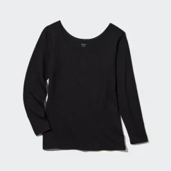 T-Shirts & Oberteile*UNIQLO Heattech Extra Warm Baumwolle Thermo Langarmshirt Mit Weitem Rundhals