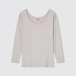 T-Shirts & Oberteile*UNIQLO Heattech Thermo Langarmshirt Mit Weitem Rundhals