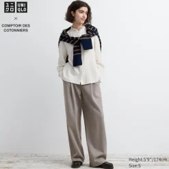 Hosen, Leggings & Jogginghosen*UNIQLO Jersey Bundfaltenhose (Wide Fit, Lang)