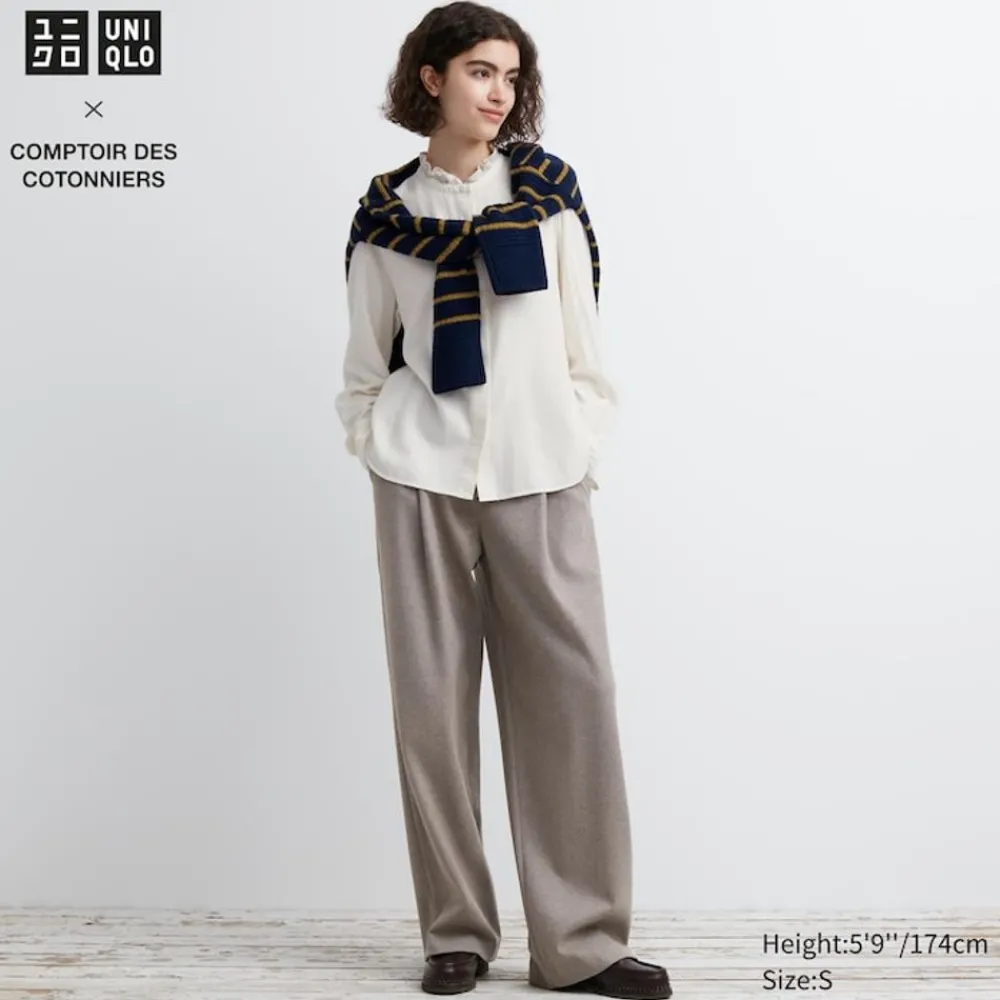 Hosen, Leggings & Jogginghosen*UNIQLO Jersey Bundfaltenhose (Wide Fit, Lang)