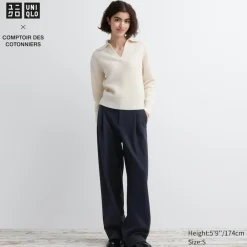 Hosen, Leggings & Jogginghosen*UNIQLO Jersey Bundfaltenhose (Wide Fit, Lang)