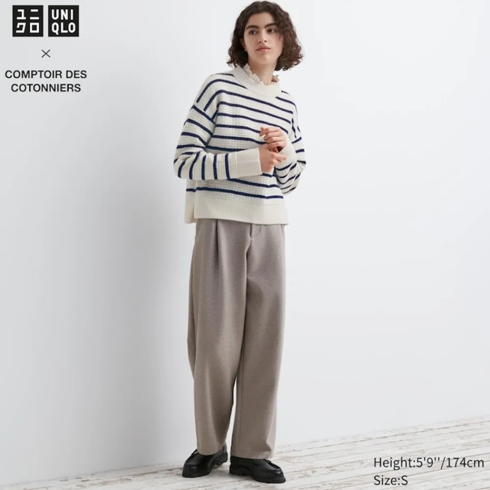 Hosen, Leggings & Jogginghosen*UNIQLO Jersey Bundfaltenhose (Wide Fit, Kurz)