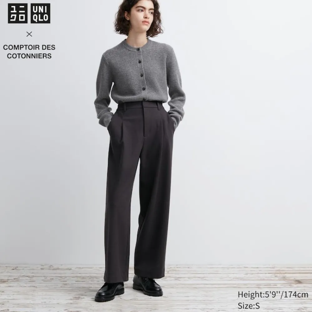 Hosen, Leggings & Jogginghosen*UNIQLO Jersey Bundfaltenhose (Wide Fit, Kurz)