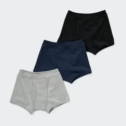 Bhs & Unterwäsche*UNIQLO Jungen Baumwolle Unterhose (3Er-Set) Grau