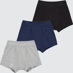 Bhs & Unterwäsche*UNIQLO Jungen Baumwolle Unterhose (3Er-Set) Grau