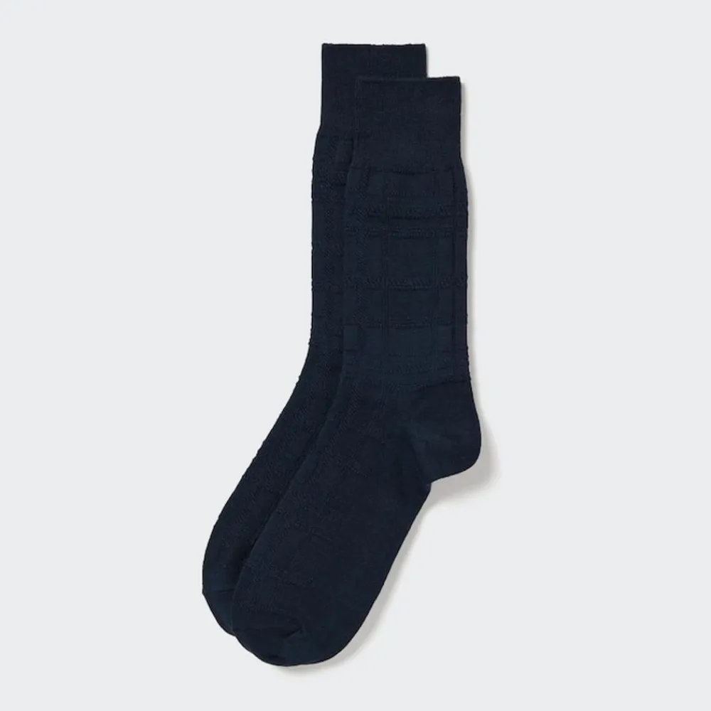 Socken*UNIQLO Karierte Baumwolle Socken Dunkelblau