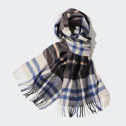 Accessoires & Taschen*UNIQLO Karierter 100% Kaschmir Schal Hellgrau