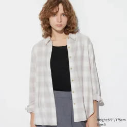 Hemden & Blusen*UNIQLO Karierte Sanfte Velours Langarm Bluse