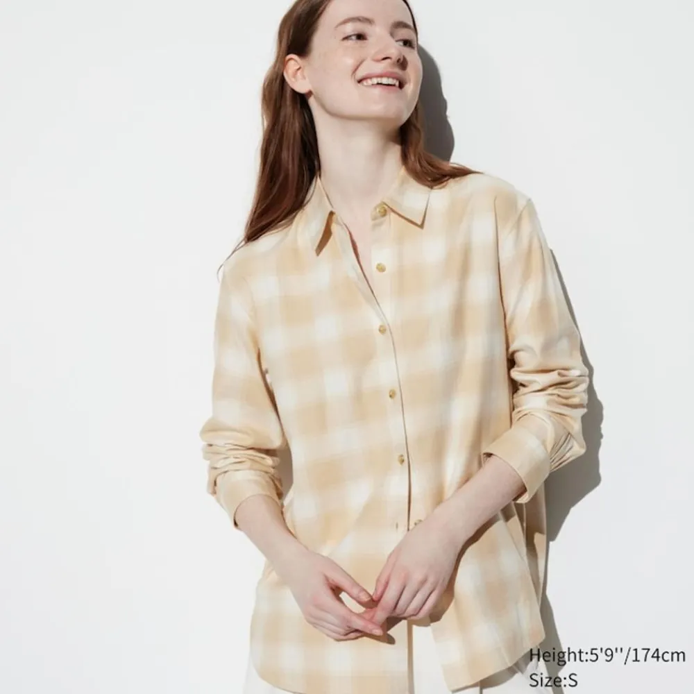 Hemden & Blusen*UNIQLO Karierte Sanfte Velours Langarm Bluse