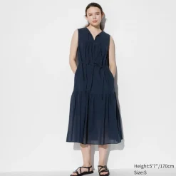 Kleider, Jumpsuits & Overalls*UNIQLO Kariertes Armelloses Leichtes Baumwolle Kleid