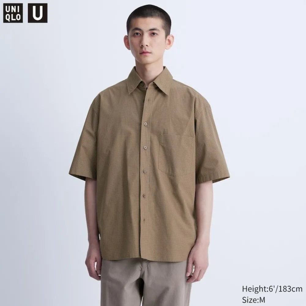 Hemden*UNIQLO Kariertes Oversized Halbarm Hemd