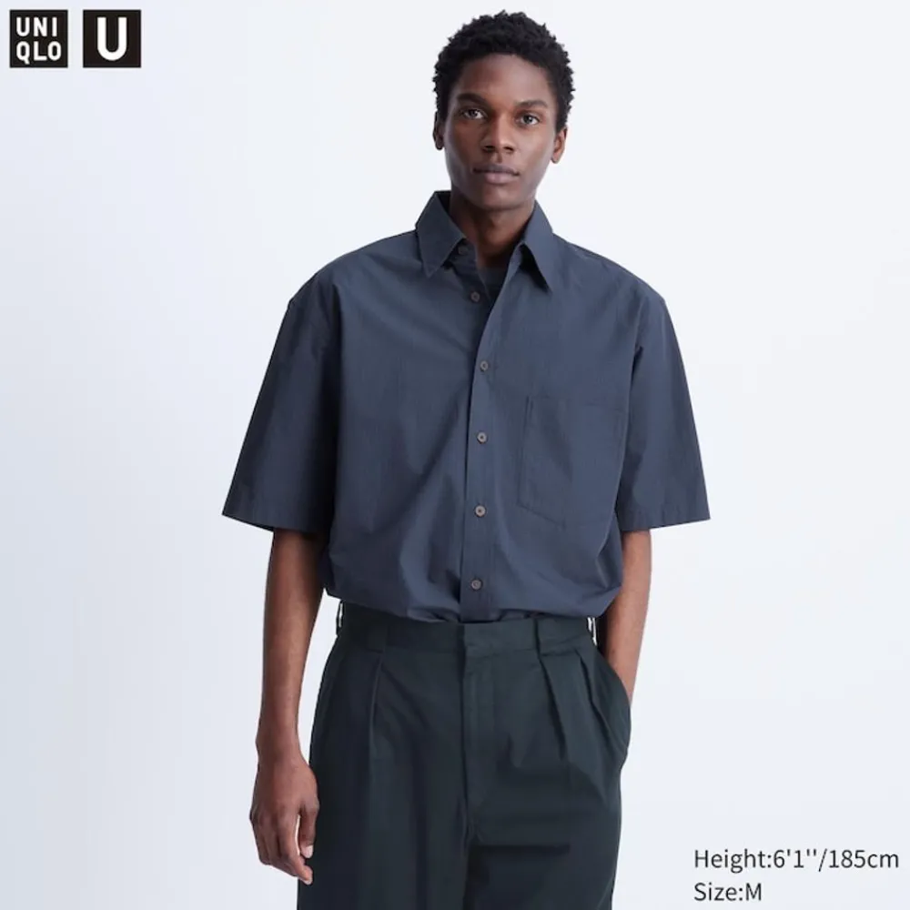 Hemden*UNIQLO Kariertes Oversized Halbarm Hemd