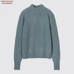 Pullover & Strickjacken*UNIQLO 100 % Kaschmir Pullover Mit Stehkragen Hellblau