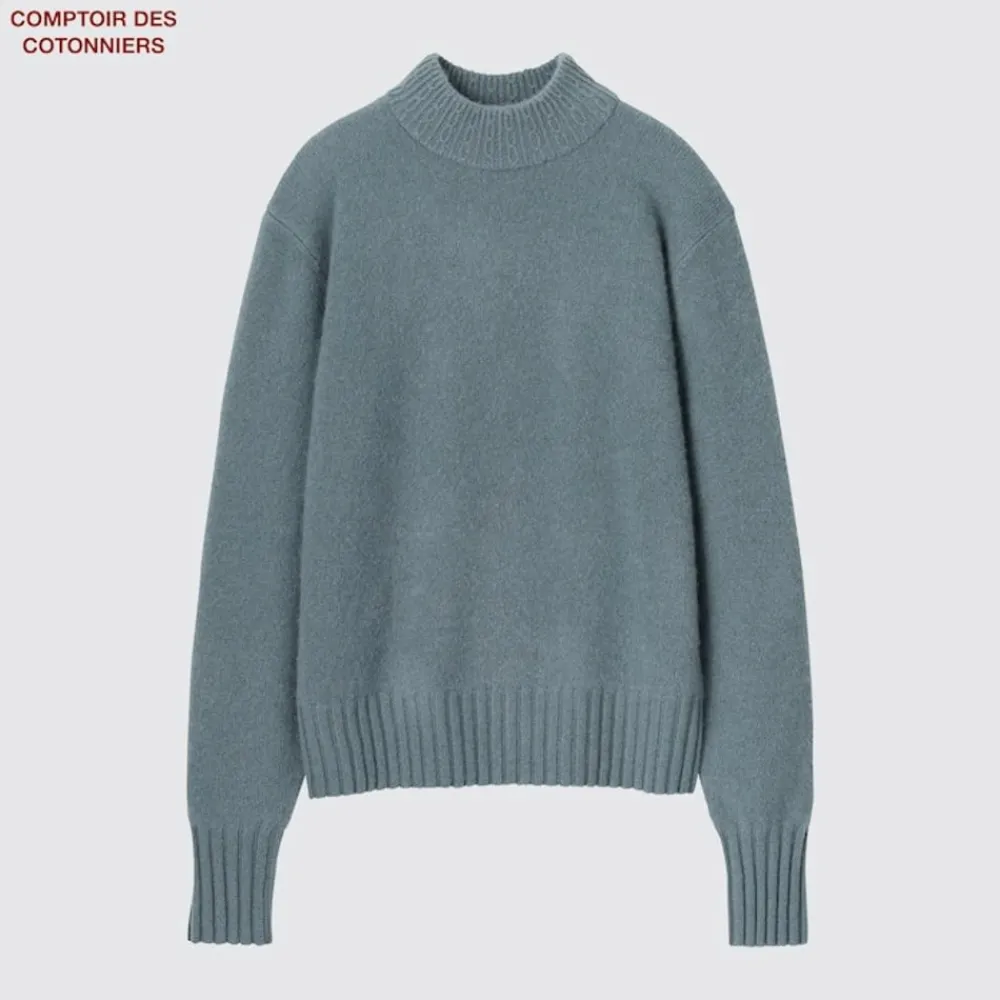 Pullover & Strickjacken*UNIQLO 100 % Kaschmir Pullover Mit Stehkragen Hellblau