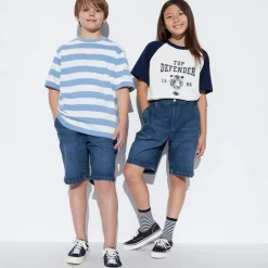 Hosen, Jogginghosen & Leggings*UNIQLO Kinder Easy Jeansshorts Blau
