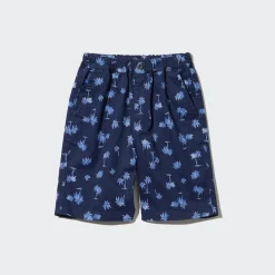 Hosen, Jogginghosen & Leggings*UNIQLO Kinder Gemusterte Baumwolle Stretch Easy Shorts Dunkelblau